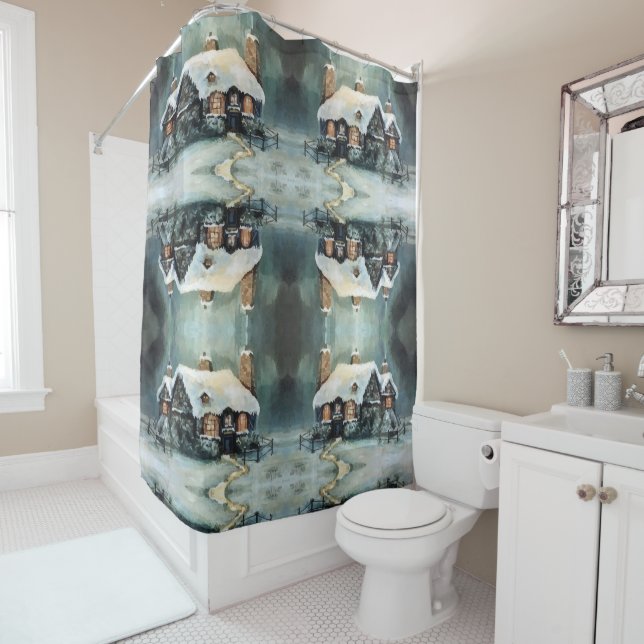 Merry Christmas Y'All Marvellous Winter Night    Shower Curtain (In Situ)