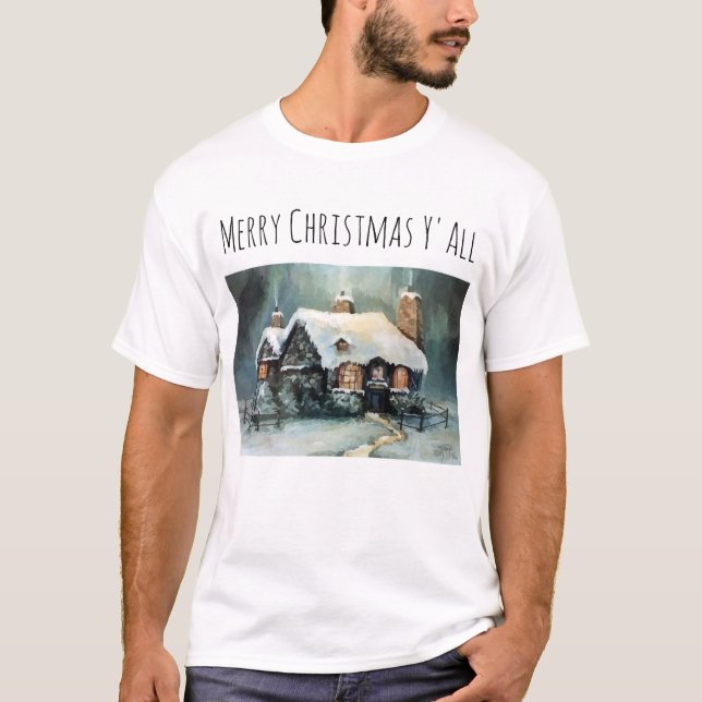 Merry Christmas Y'All Marvellous Winter Night  T-Shirt (Front)