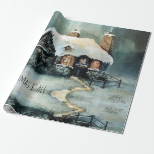 Merry Christmas Y'All Marvellous Winter Night   Wrapping Paper