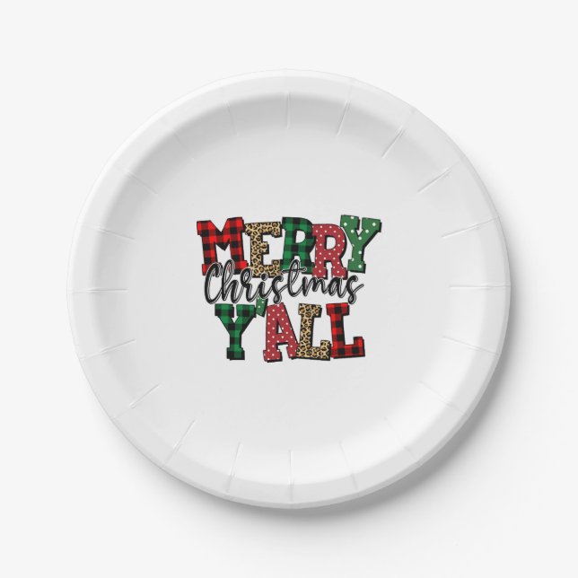 Merry Christmas Y'all - Perfect Christmas Paper Plate (Front)