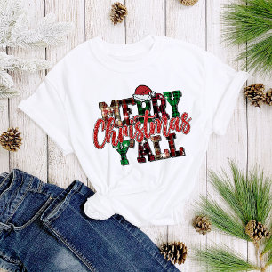 Merry Christmas Y'all Plaid Fun Christmas Women's T-Shirt