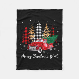 Merry Christmas Y'all Red Truck Christmas Family M Fleece Blanket