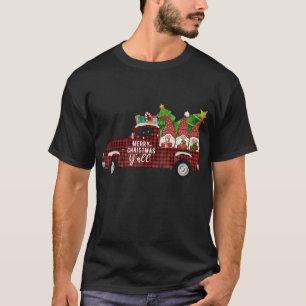 Merry Christmas Y'all Retro Gnomes Red Truck South T-Shirt