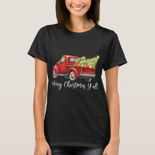 Merry Christmas Y'all Retro Red Truck Christmas Bo T-Shirt