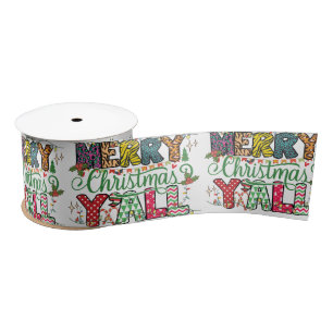Merry Christmas Y'all Ribbon Satin Ribbon