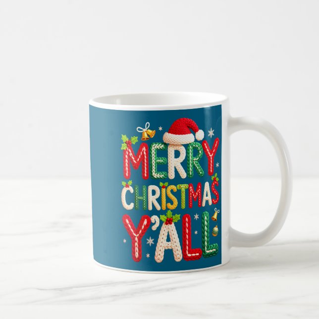 Merry Christmas Y'all Santa Crochet Knitting Quilt Coffee Mug (Right)