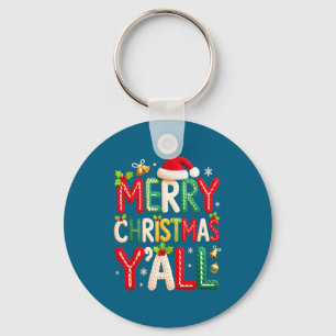 Merry Christmas Y'all Santa Crochet Knitting Quilt Key Ring