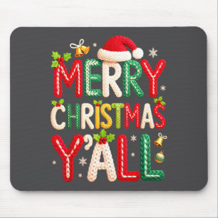 Merry Christmas Y'all Santa Crochet Knitting Quilt Mouse Mat