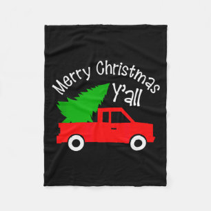 Merry Christmas Y'all Shirt Funny Cute Red Truck T Fleece Blanket