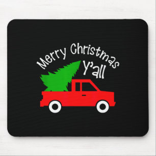 Merry Christmas Y'all Shirt Funny Cute Red Truck T Mouse Mat