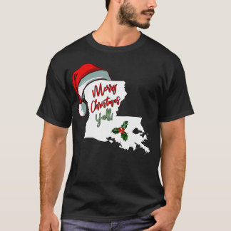 Merry Christmas Yall Southern Louisiana Santa Hat  T-Shirt