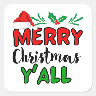 Merry Christmas Y'all Square Sticker