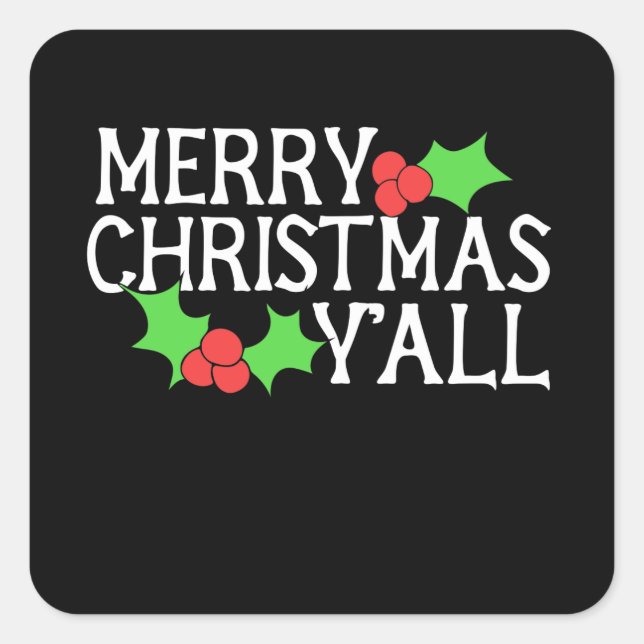 Merry Christmas yall Square Sticker (Front)