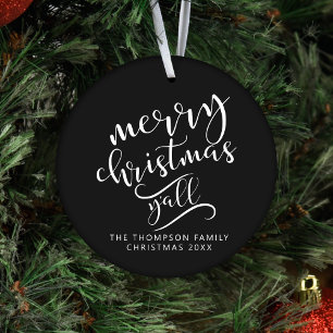 Merry Christmas Y'all Texas Holiday Photo Ceramic Tree Decoration
