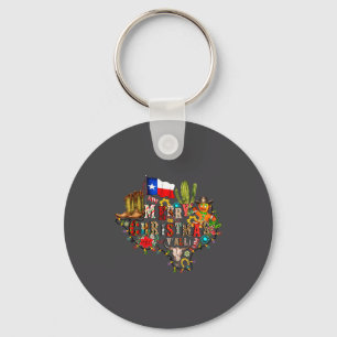 Merry Christmas Y'all Texas Map Santa Hat Mens Wom Key Ring