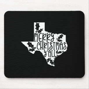 Merry Christmas Yall Texas Mistletoe White Graphic Mouse Mat