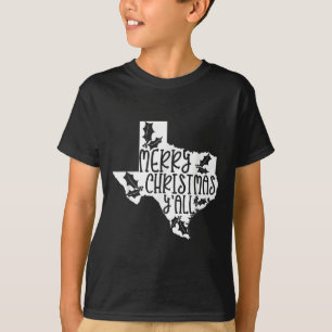 Merry Christmas Yall Texas Mistletoe White Graphic T-Shirt