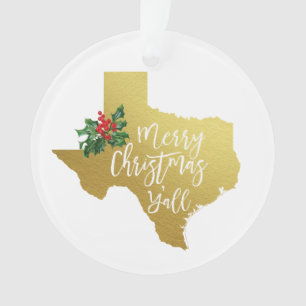 Merry Christmas Y'all Texas Ornament