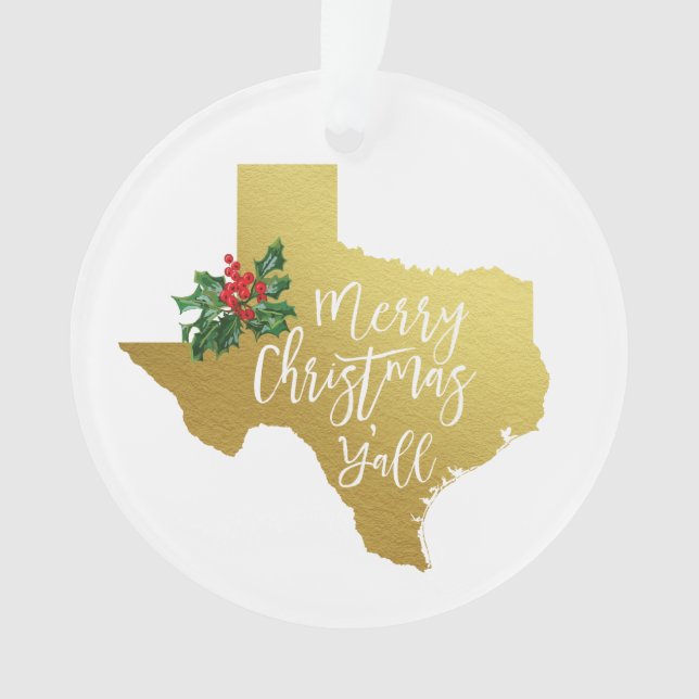 Merry Christmas Y'all Texas Ornament (Front)