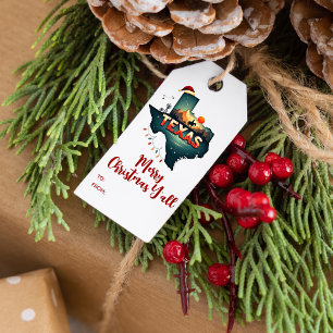 Merry Christmas Y'all Texas State Custom Holiday Gift Tags