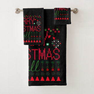 "Merry Christmas Y'all" Ugly Sweater Bath Towel Set
