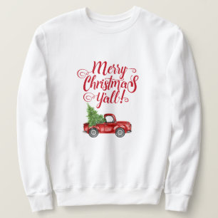 Merry Christmas Y'all Vintage Red Truck Christmas Sweatshirt