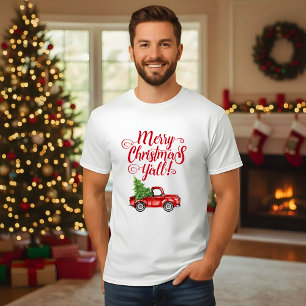 Merry Christmas Y'all Vintage Red Truck Christmas T-Shirt