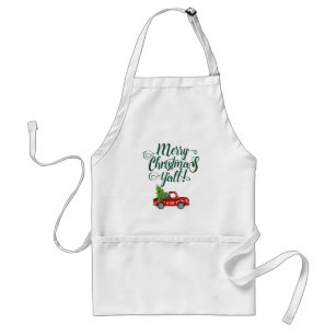 Merry Christmas Y'all Vintage Truck Christmas Standard Apron