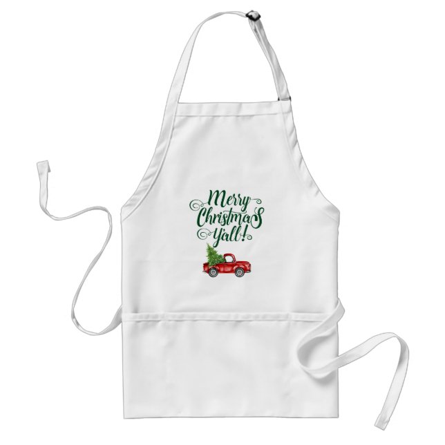 Merry Christmas Y'all Vintage Truck Christmas Standard Apron (Front)