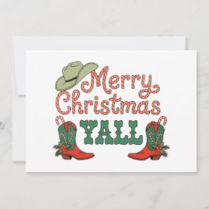 Merry Christmas Yall Western Country Cowboy Xmas Holiday Card