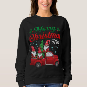 Merry Christmas Y'all With Gnomes Plaid Chequered  Sweatshirt
