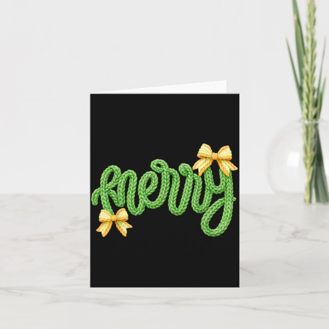 Merry Christmas Yarn Crochet Funny Xmas Pajamas Ho Card (Front)