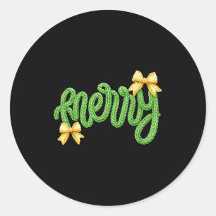 Merry Christmas Yarn Crochet Funny Xmas Pajamas Ho Classic Round Sticker
