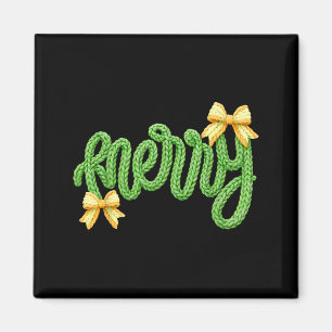 Merry Christmas Yarn Crochet Funny Xmas Pajamas Ho Magnet