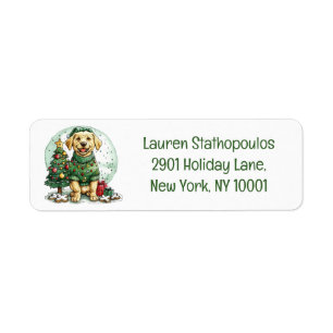 Merry Christmas Yellow Labrador Retriever Dog