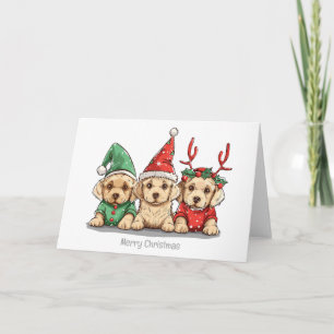 Merry Christmas Yellow Labrador Retriever Dogs Holiday Card