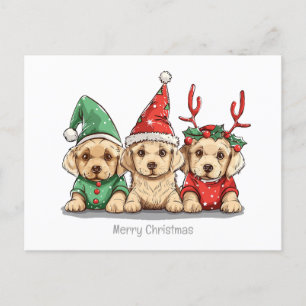 Merry Christmas Yellow Labrador Retriever Dogs Postcard