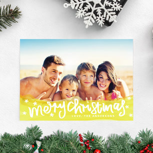 Merry Christmas Yellow Lettering Holiday Card