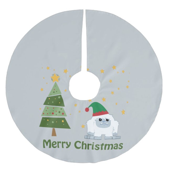 Merry Christmas Yeti Brushed Polyester Tree Skirt (Front)