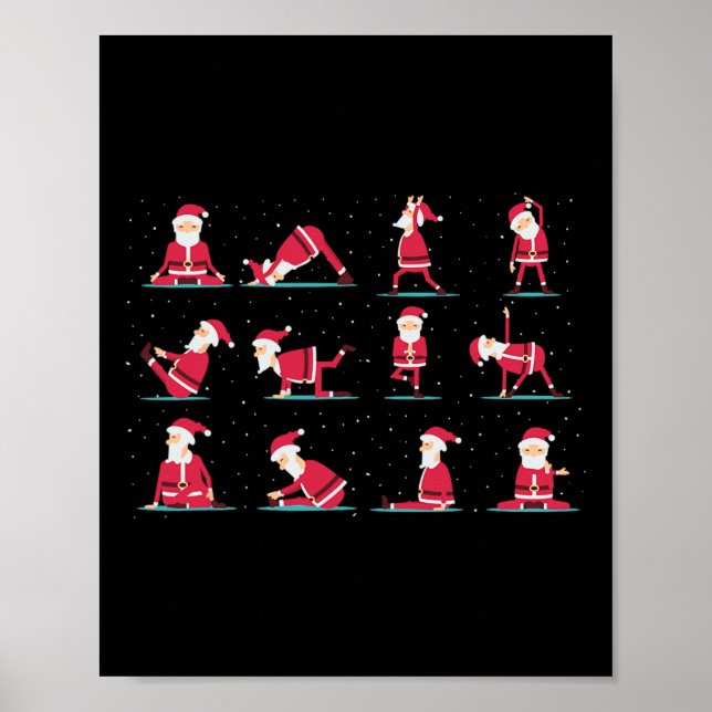 Merry Christmas Yoga Santa Practice Yoga Xmas Medi Poster (Front)