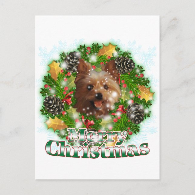 Merry Christmas Yorkie Holiday Postcard (Front)