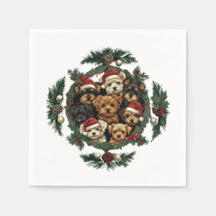 Merry Christmas Yorkshire Terrier Dogs Napkin