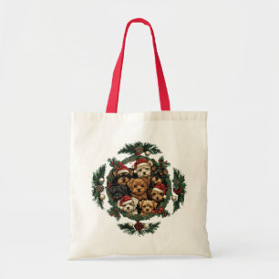 Merry Christmas Yorkshire Terrier Dogs Tote Bag