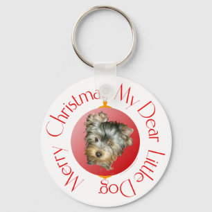 Merry Christmas Yorkshire Terrier Key Ring