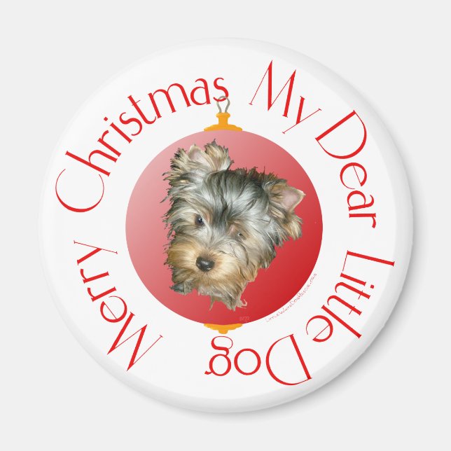 Merry Christmas Yorkshire Terrier Magnet (Front)