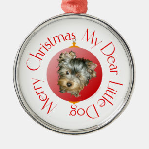 Merry Christmas Yorkshire Terrier Metal Tree Decoration