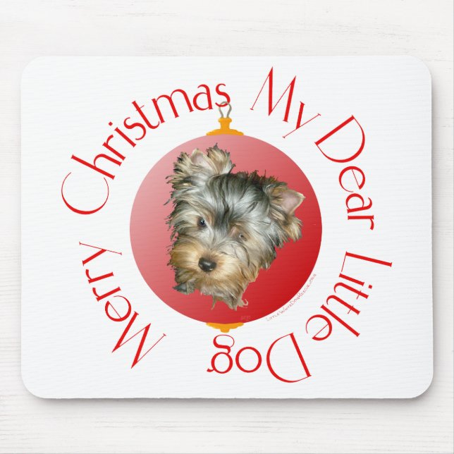 Merry Christmas Yorkshire Terrier Mouse Mat (Front)