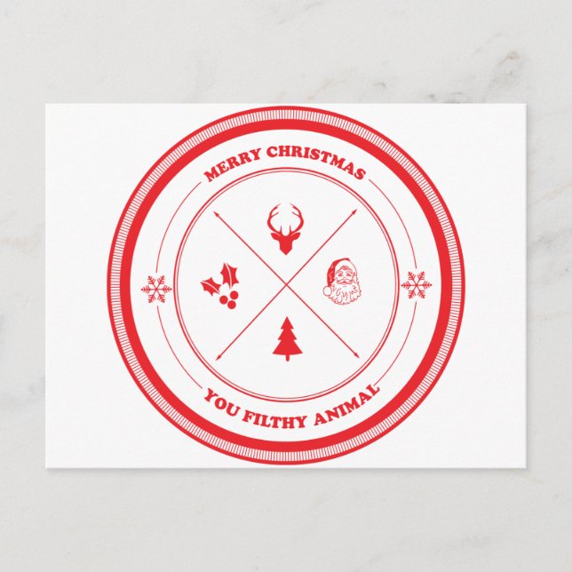 Merry Christmas You Filthy Animal Holiday Postcard (Front)