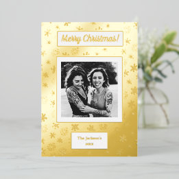 Merry Christmas! Your Photo & Family Names & Year  Foil Holiday Card