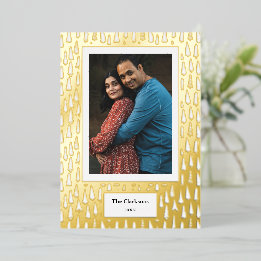 Merry Christmas! Your Photo & Family Names & Year  Foil Holiday Card